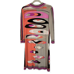 Emilio Pucci Size 40 Vintage Silk Sheer Mod Print Midi Dress